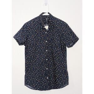 J.crew Flex Washed Blue Floral Print Slim Button Down Short Sleeve Men Size S